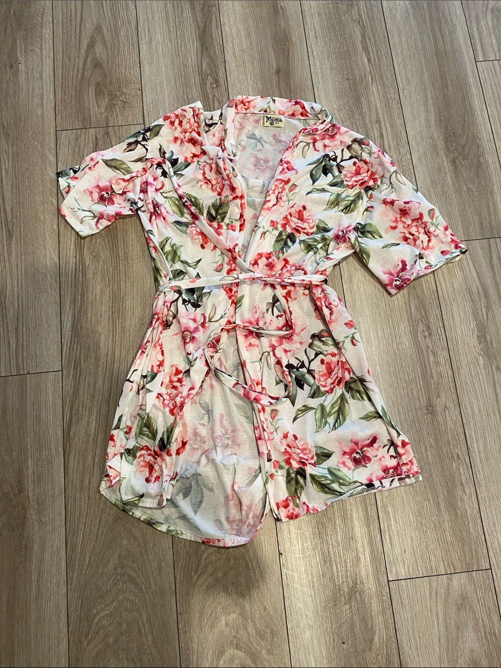 Show Me Your MuMu Pink Floral Tie-Waist Sheer Robe